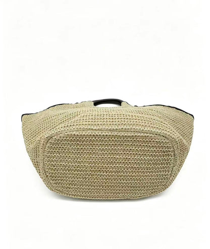 Handwoven Paper Straw Tote Bag | Ring Handle, Crossbody Summer Market Handbag