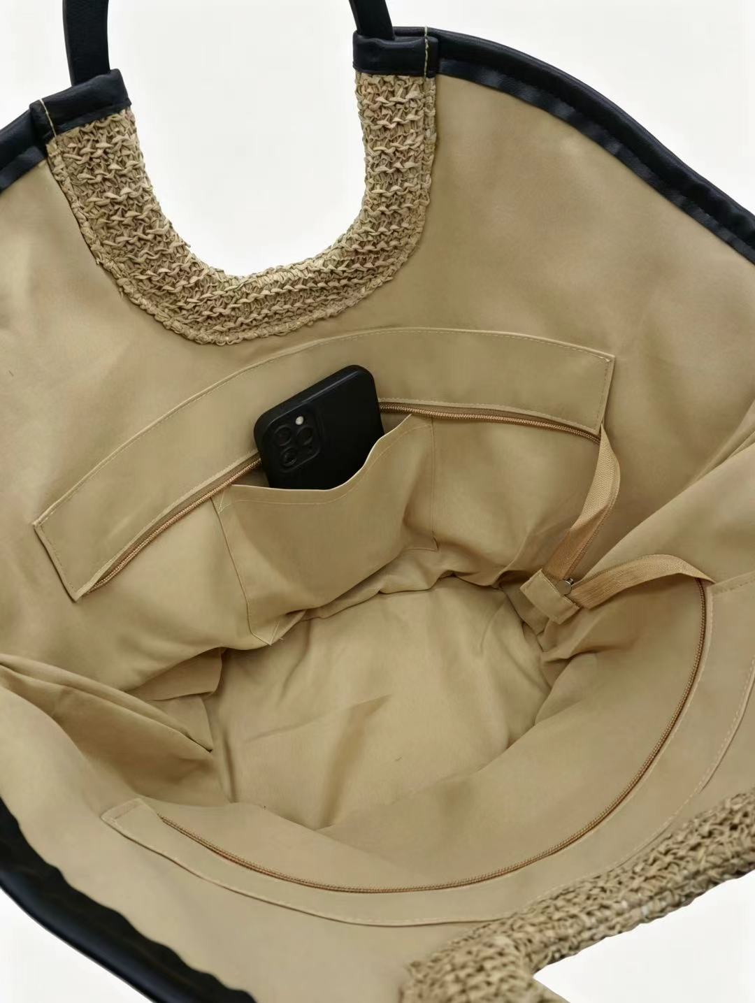 Handwoven Paper Straw Tote Bag | Ring Handle, Crossbody Summer Market Handbag
