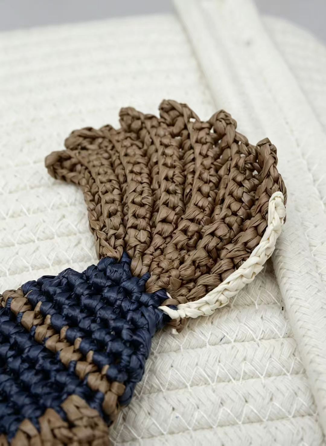 Handwoven Straw Fish Charm - Natural Nautical Bag Accessory - Keychain