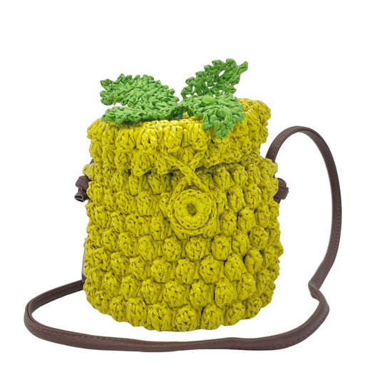 Handwoven Pineapple Crossbody Bag – Cute Summer Straw Kids Purse