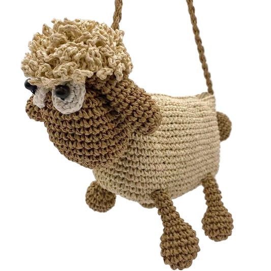 Handmade Sheep Crossbody Bag – Cute Woven Straw Animal Purse for Women & Kids