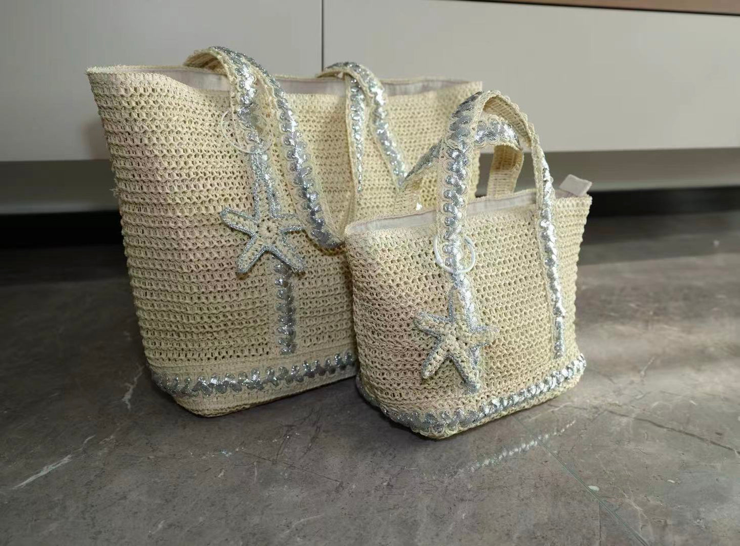 Starfish Sequin Paper Tote Bag Set