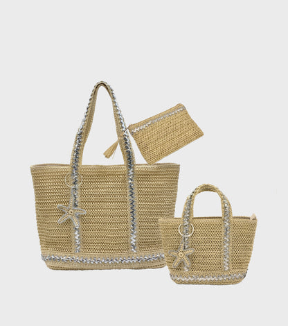 Starfish Sequin Paper Tote Bag Set