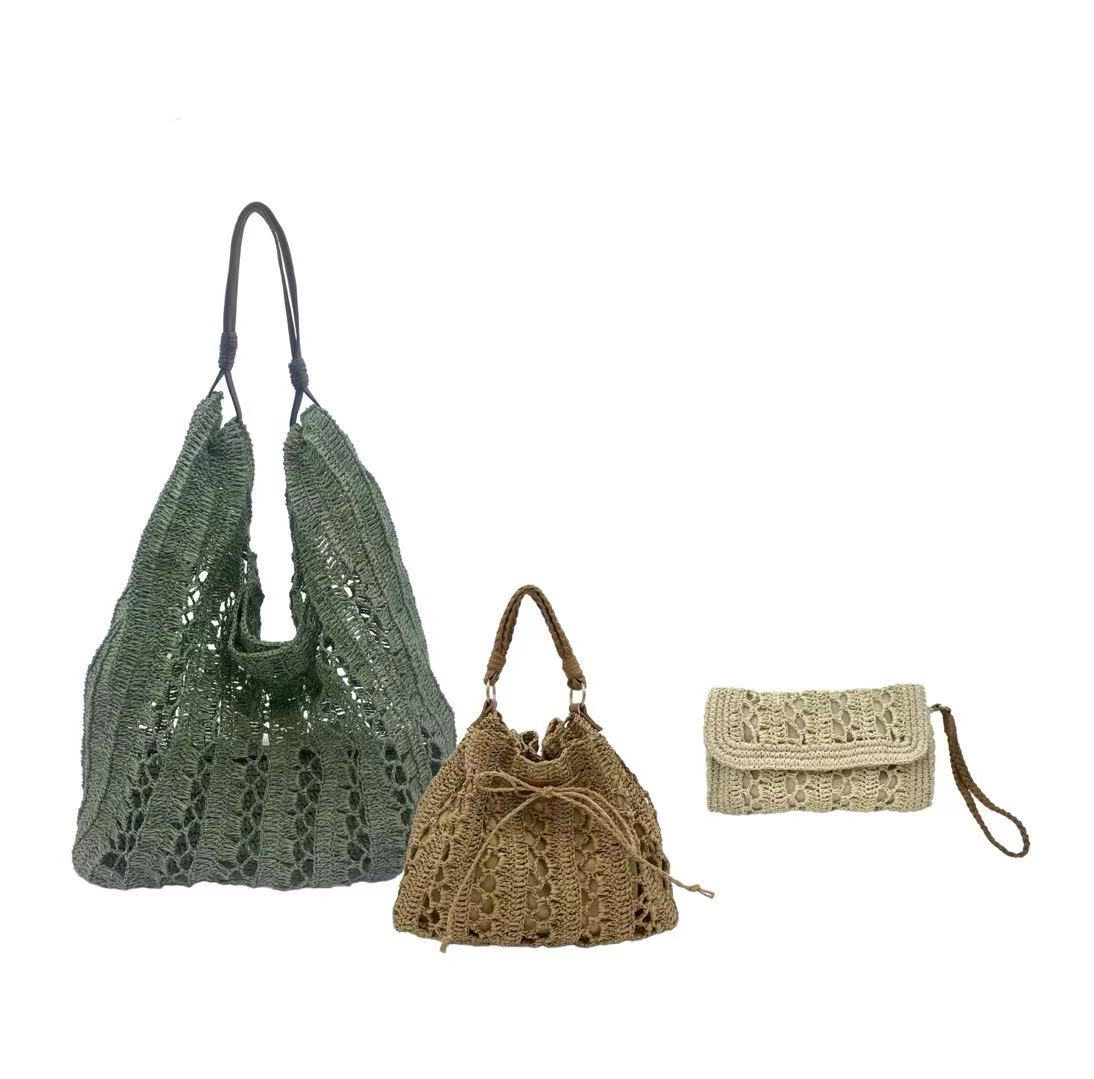 Bohemian Woven Straw Bag Set
