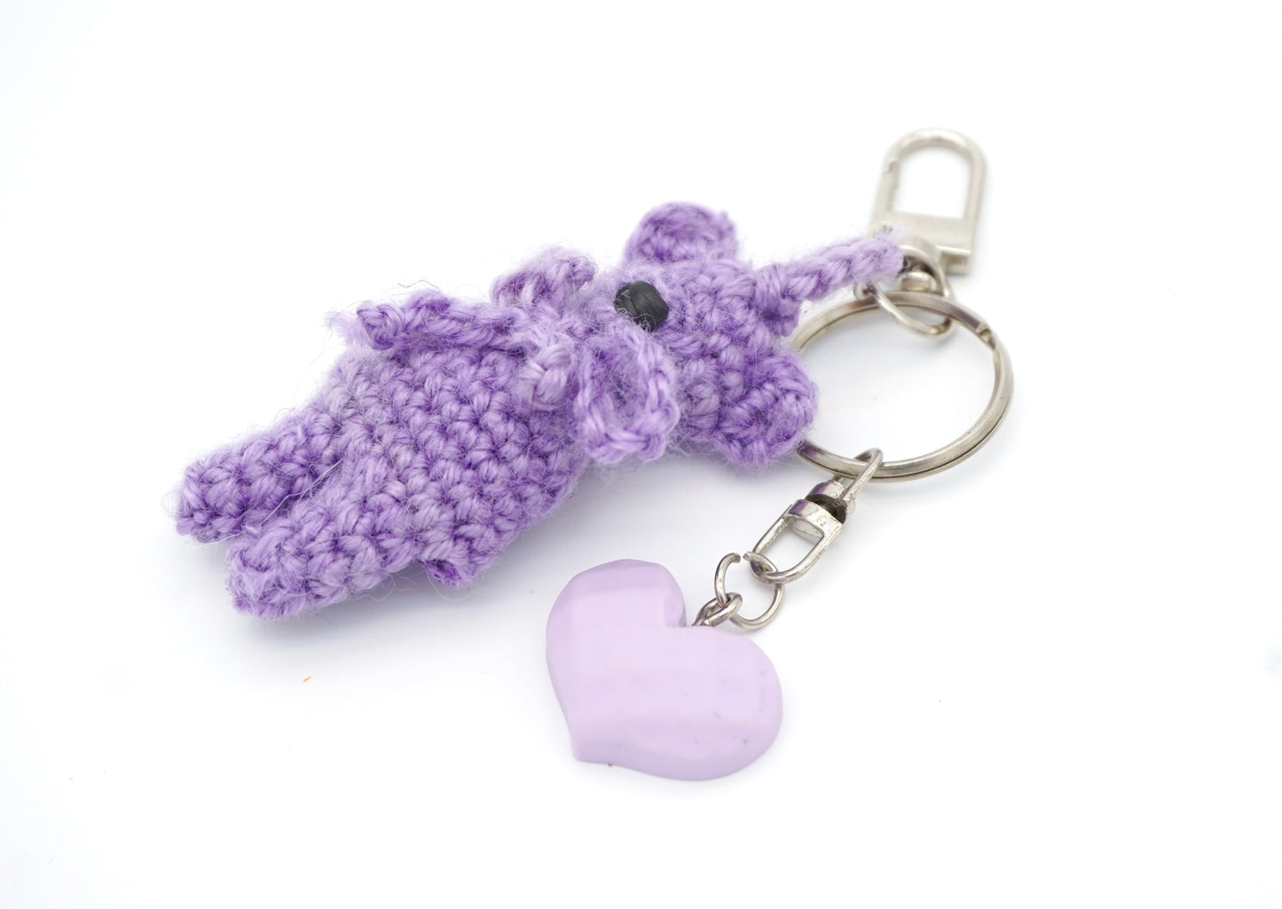 Lavender Puff Bear & Heart Keychain
