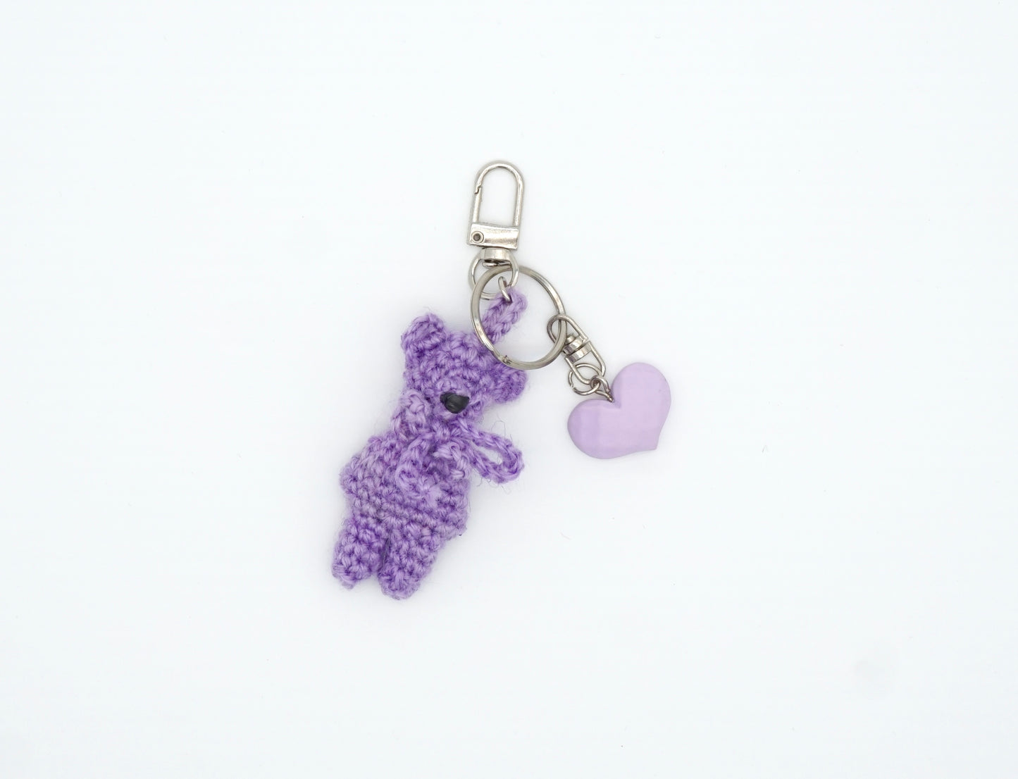 Lavender Puff Bear & Heart Keychain