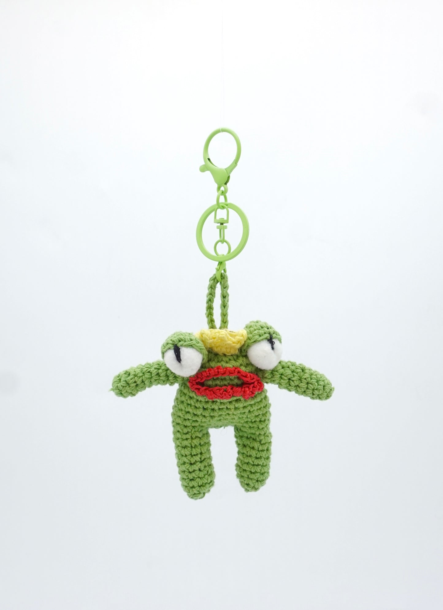 Fiery Red Lip Prince Frog Crochet Bag Charm