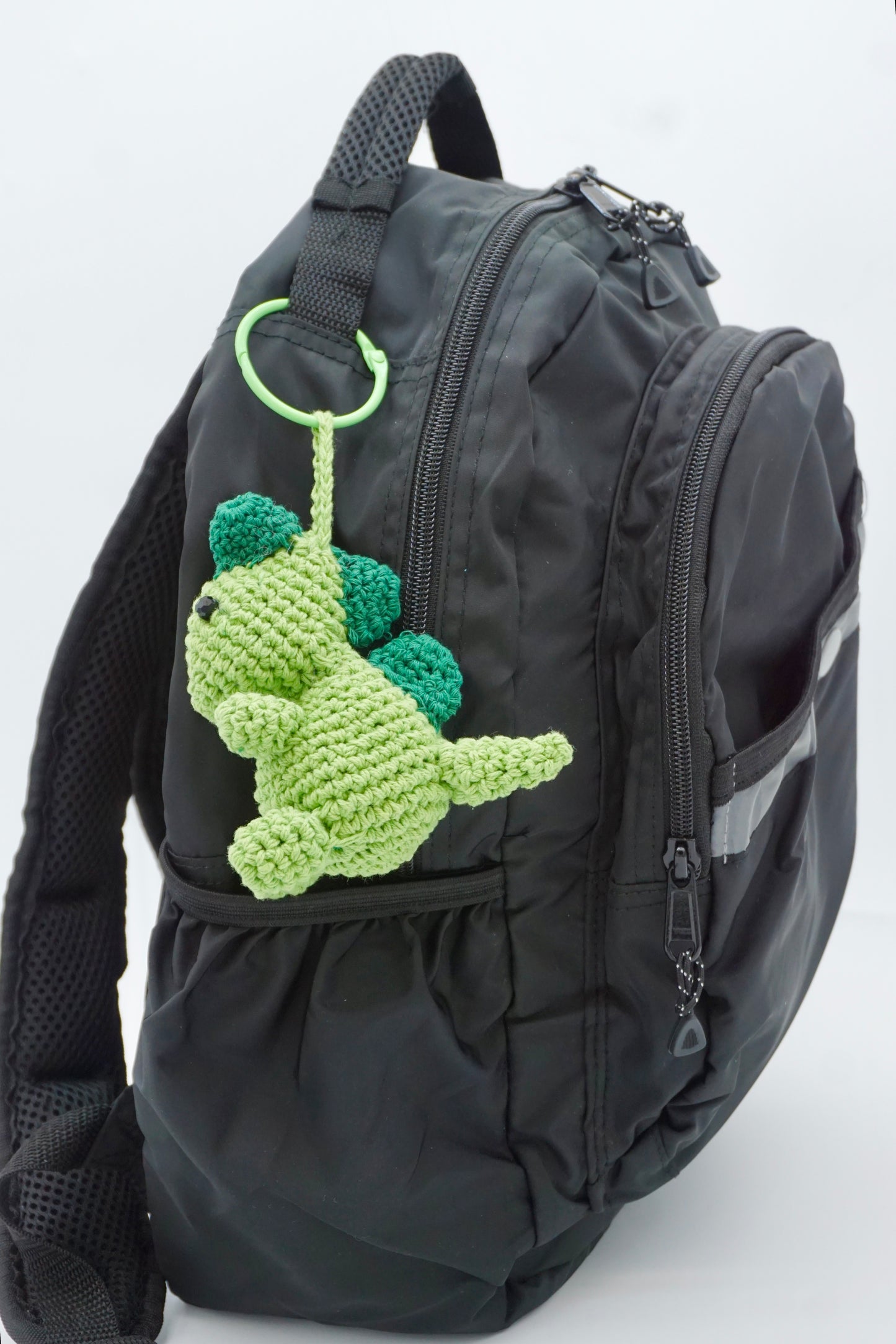 Pastel Green Dino Knitted Pendant for Purses