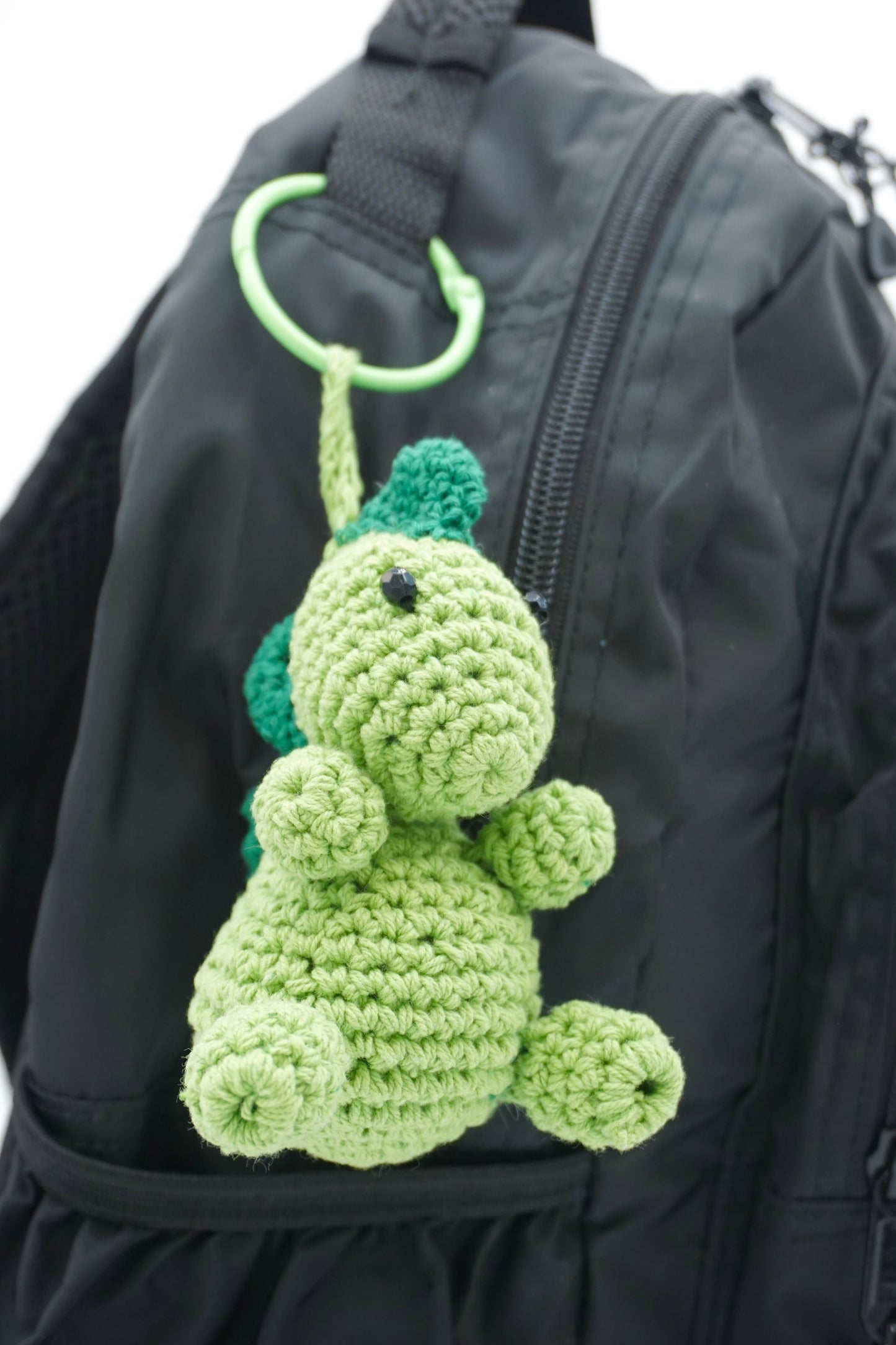 Pastel Green Dino Knitted Pendant for Purses