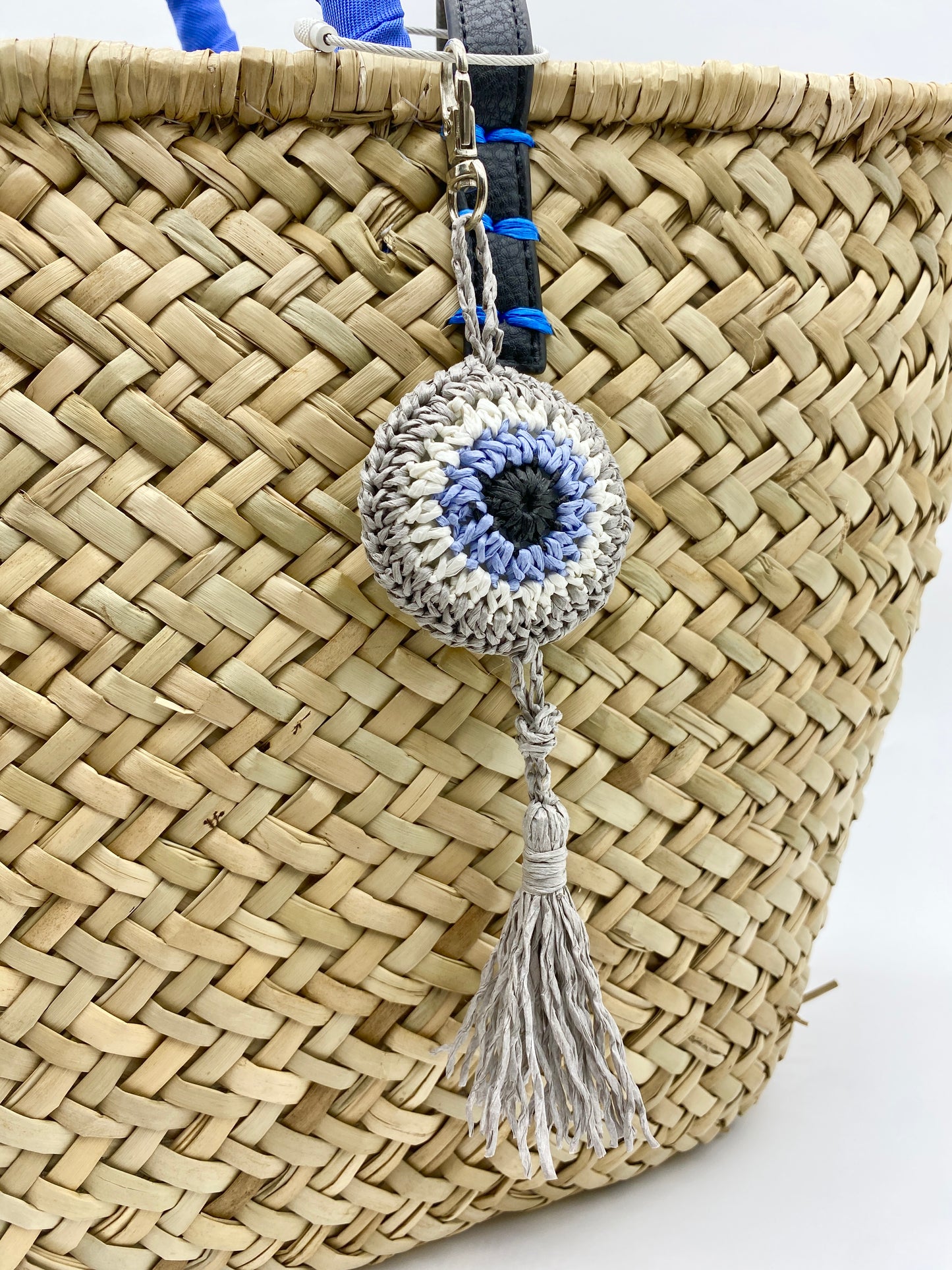 Grey Evil Eye Tassel Charm