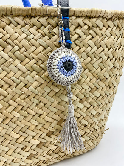 Grey Evil Eye Tassel Charm