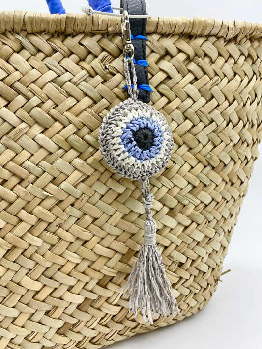 Grey Evil Eye Tassel Charm