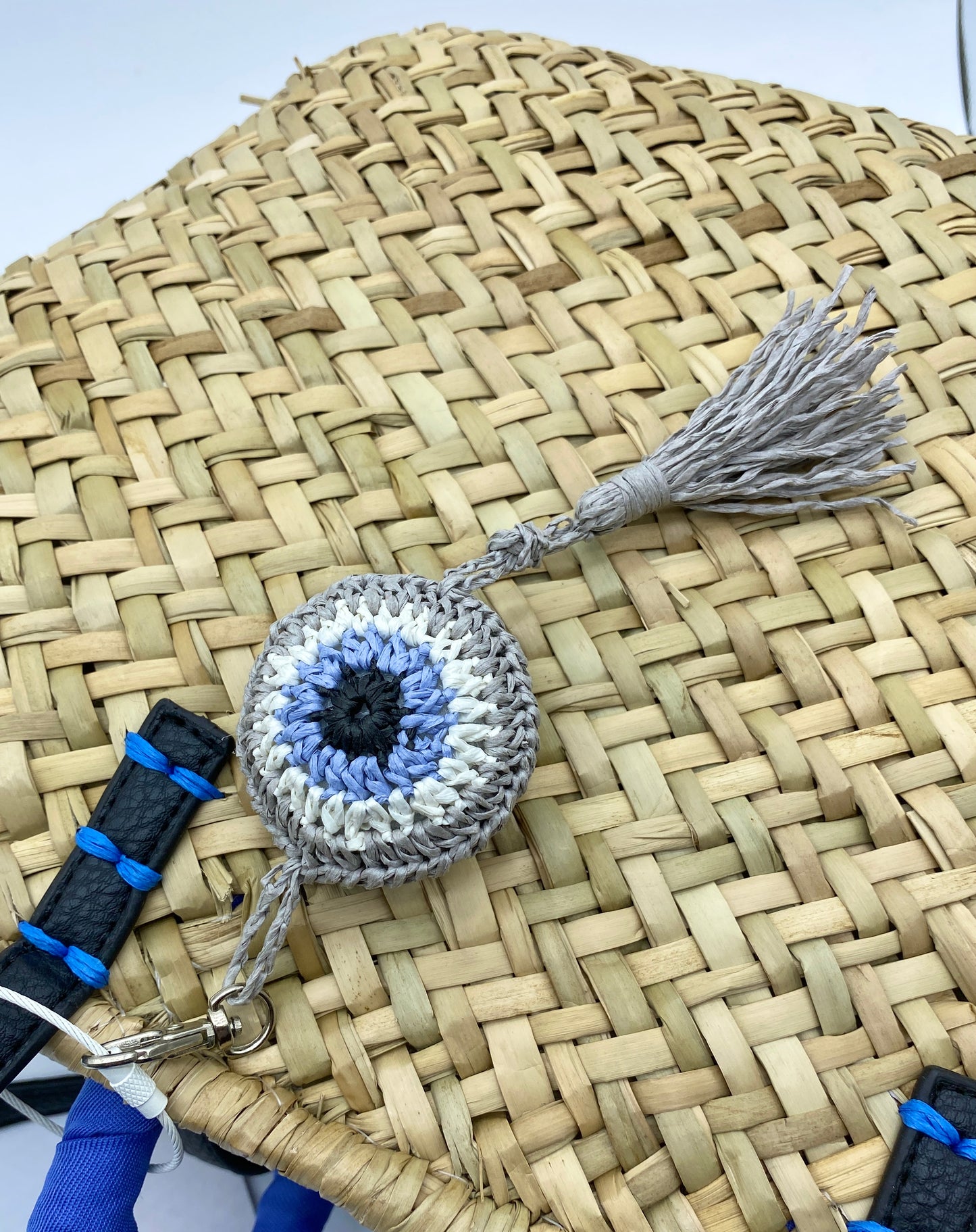 Grey Evil Eye Tassel Charm