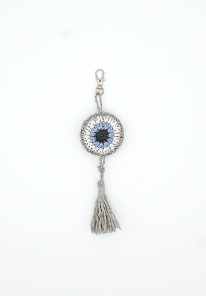 Grey Evil Eye Tassel Charm