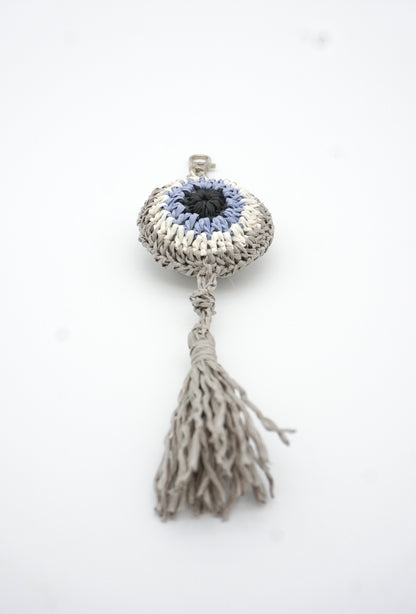 Grey Evil Eye Tassel Charm