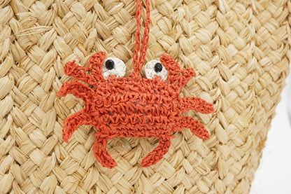 Googly-Eye Red Crab Crochet Beach Bag Charm