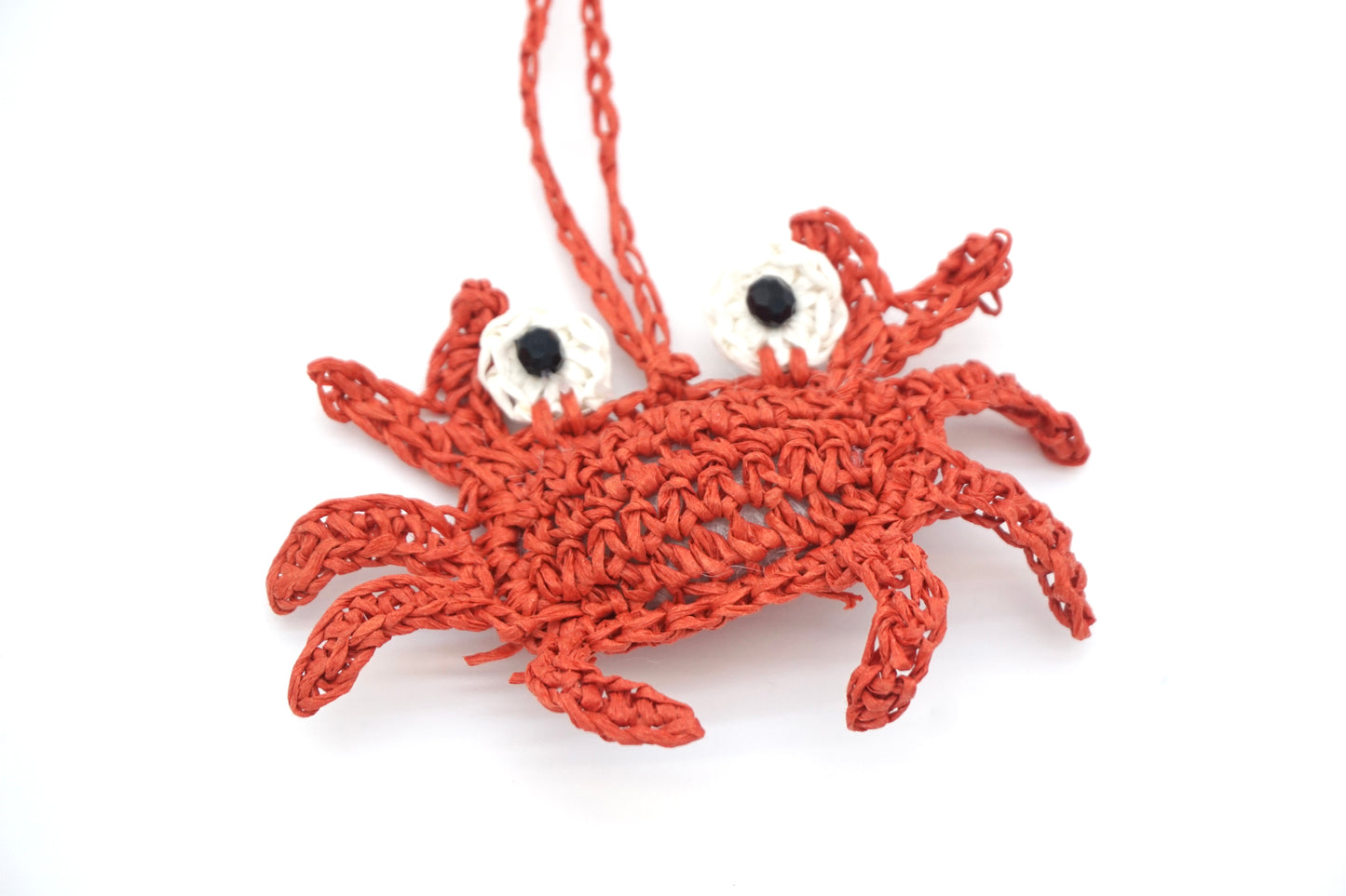 Googly-Eye Red Crab Crochet Beach Bag Charm