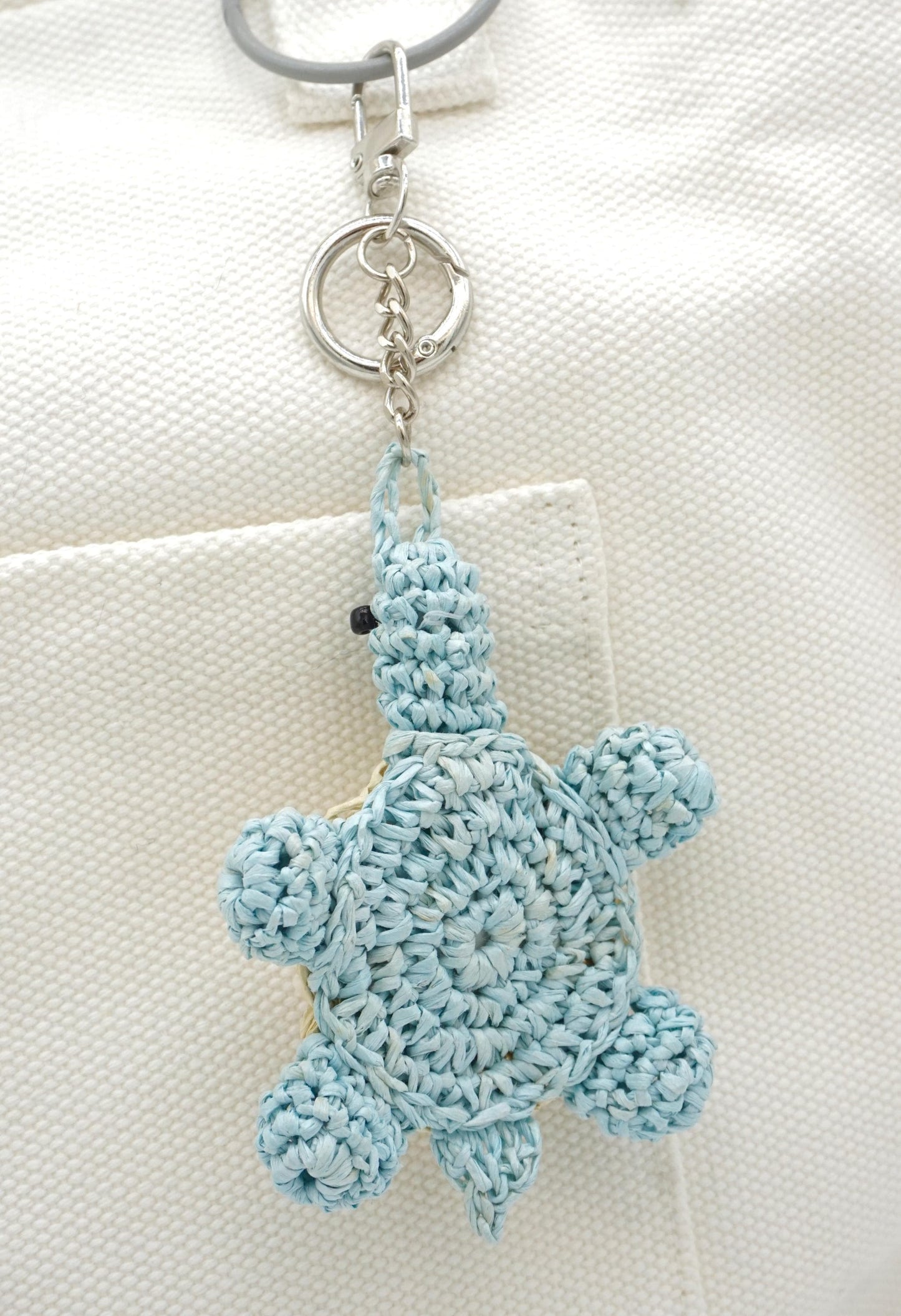 Raffia Turtle Charm with Cowrie Shells – Personalized Bag Charm Accessory