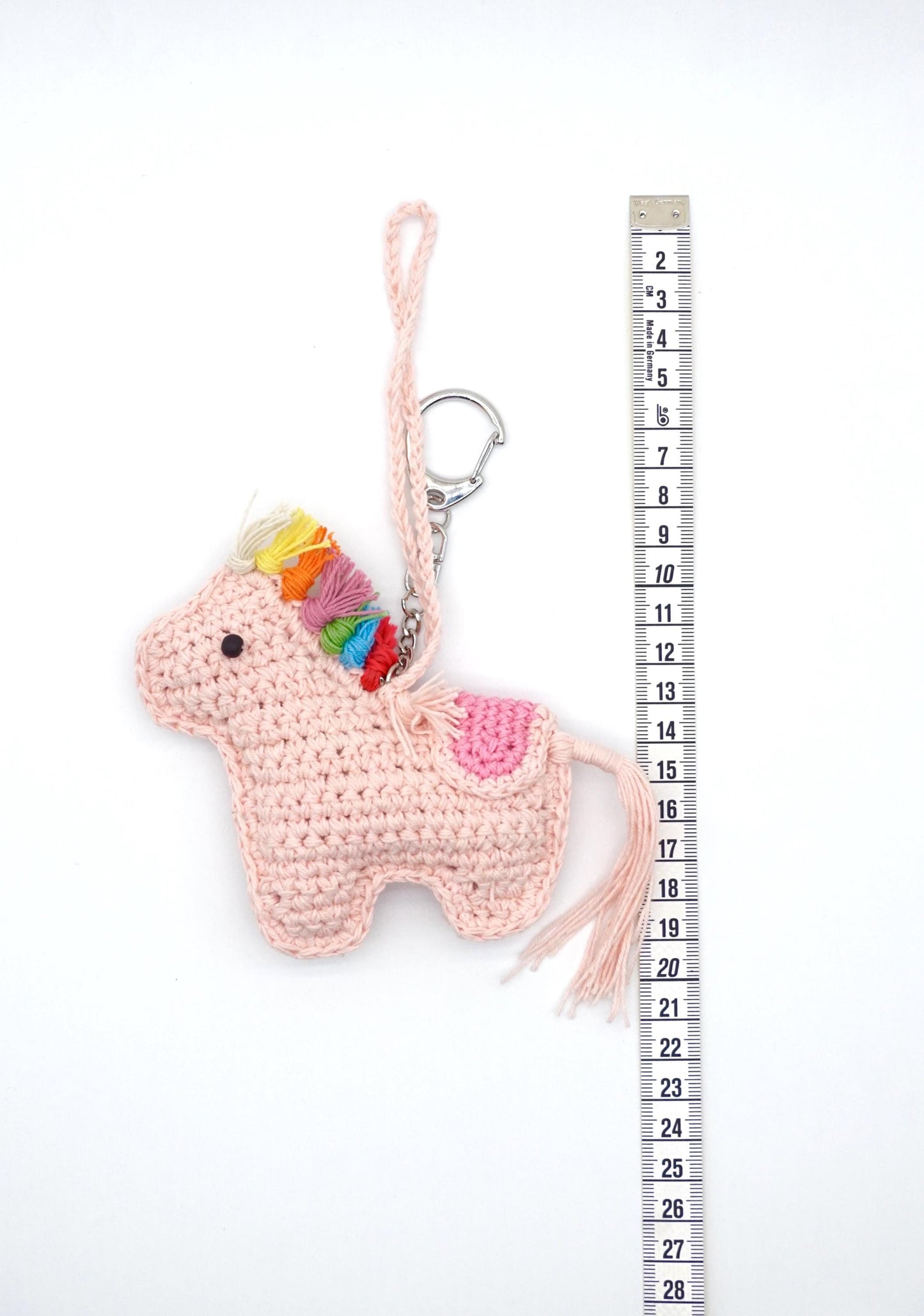 Unicorn Keychain – Natural Paper Cord Tassel Bag Charm – Rainbow Mane Accessory