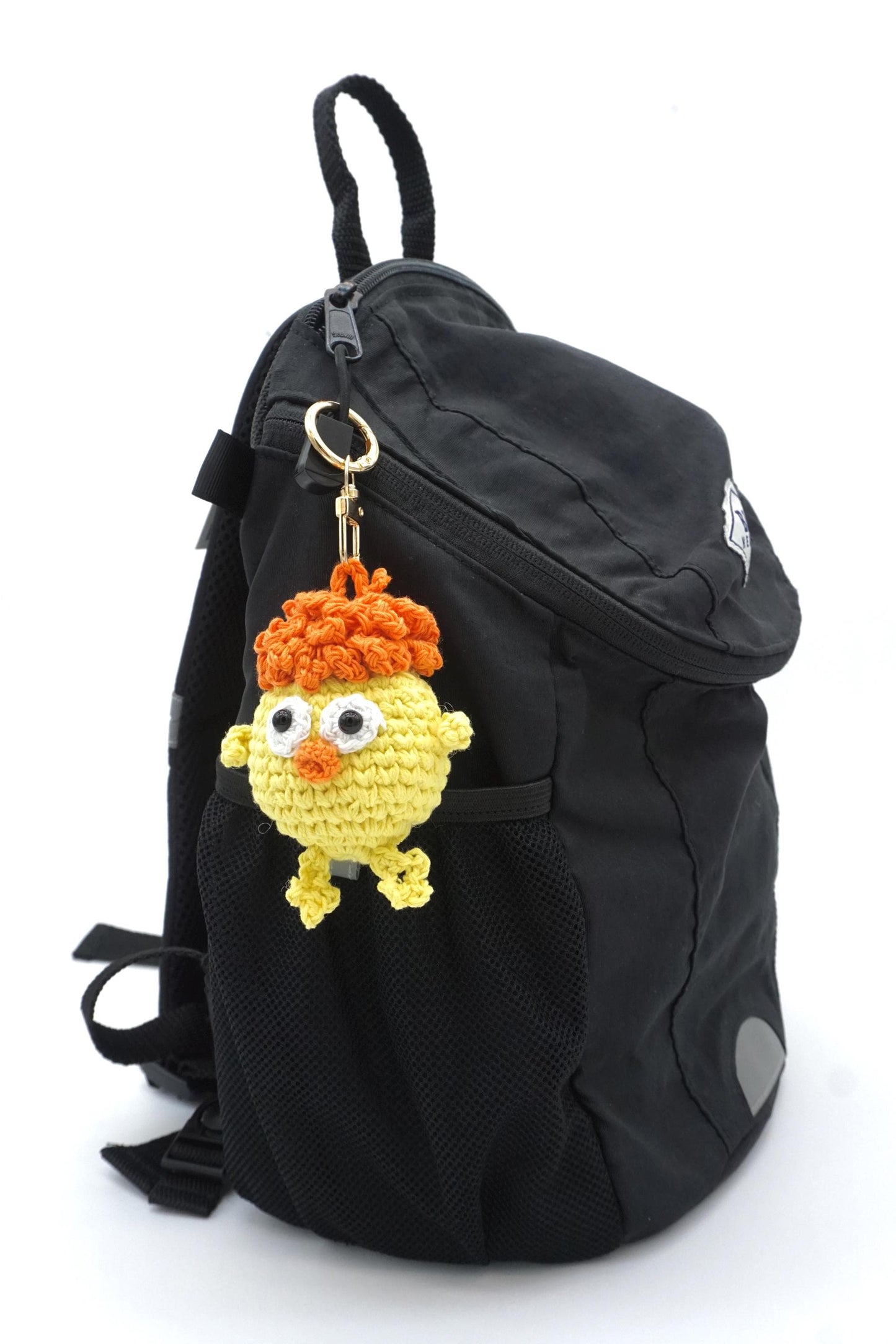 Handwoven Yellow Chick Keychain – Natural Paper Cord Tassel Bag Charm – Personalized Name Accessory
