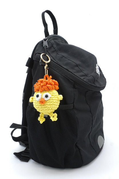 Handwoven Yellow Chick Keychain – Natural Paper Cord Tassel Bag Charm – Personalized Name Accessory