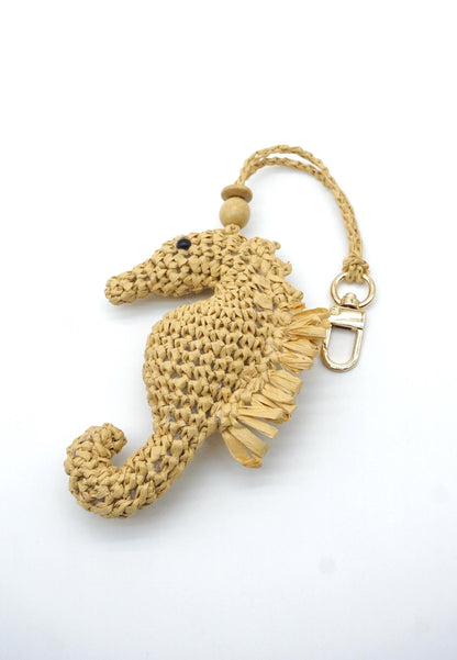 Seahorse Charm –Woven Straw Bag Accessory – Nautical Gift