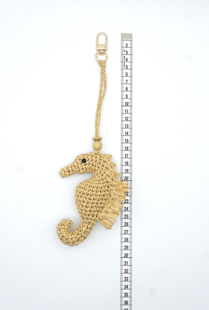 Seahorse Charm –Woven Straw Bag Accessory – Nautical Gift