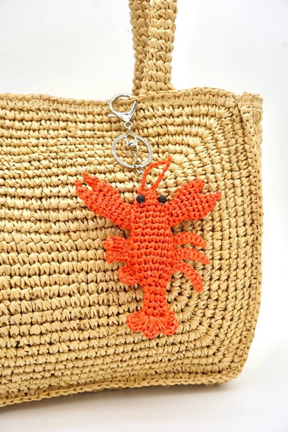 Raffia Lobster Charm – HandBag Accessory - Animal Key Chain