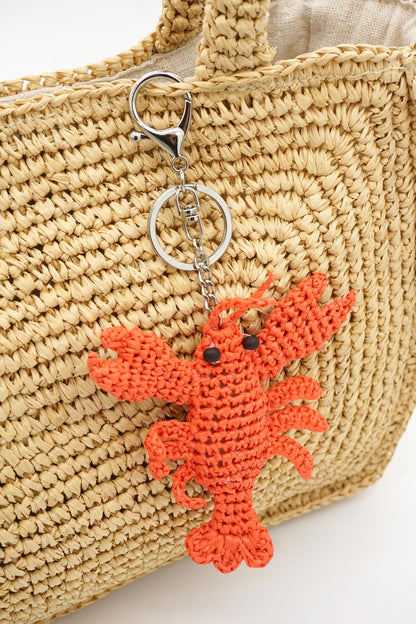 Raffia Lobster Charm – HandBag Accessory - Animal Key Chain