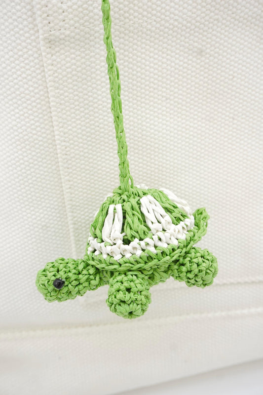 Handwoven Paper Cord Turtle Keychain - Black