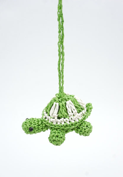 Handwoven Natural Paper Cord Turtle Keychain – Customizable Name Tassel Bag Charm