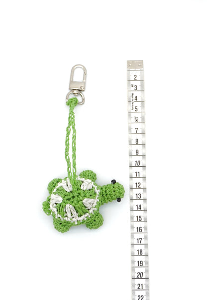 Handwoven Natural Paper Cord Turtle Keychain – Customizable Name Tassel Bag Charm