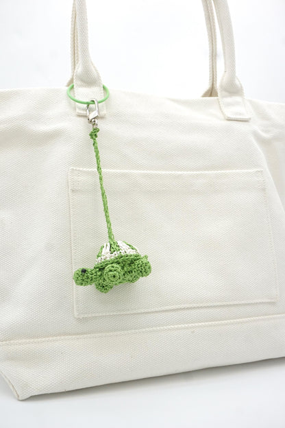 Handwoven Natural Paper Cord Turtle Keychain – Customizable Name Tassel Bag Charm