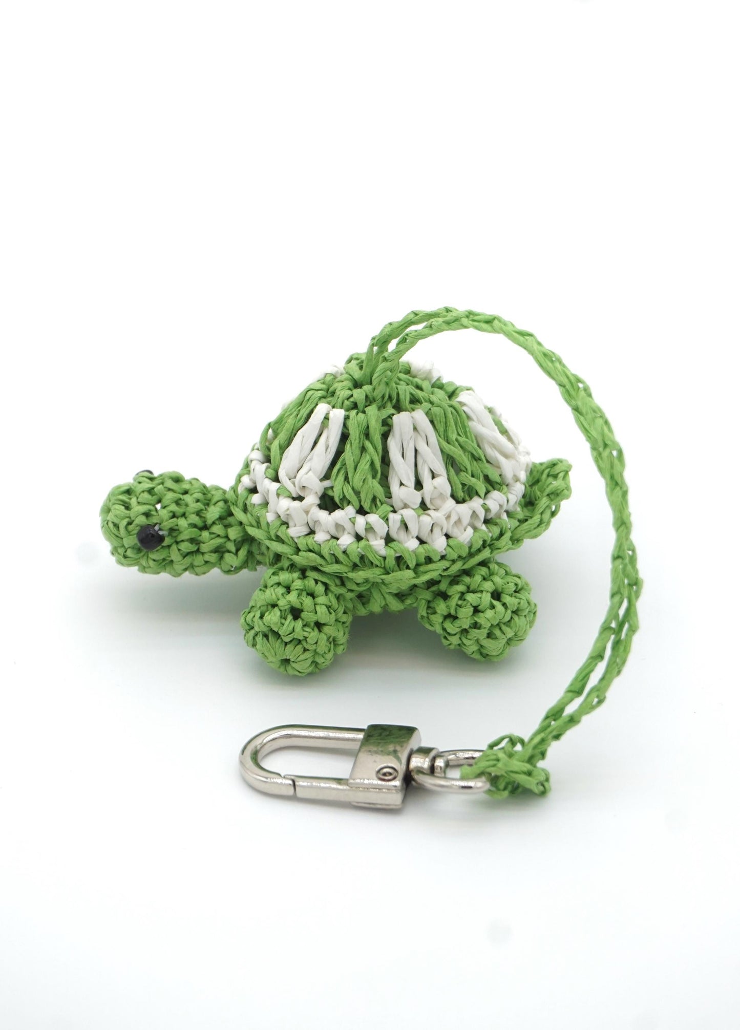 Handwoven Natural Paper Cord Turtle Keychain – Customizable Name Tassel Bag Charm