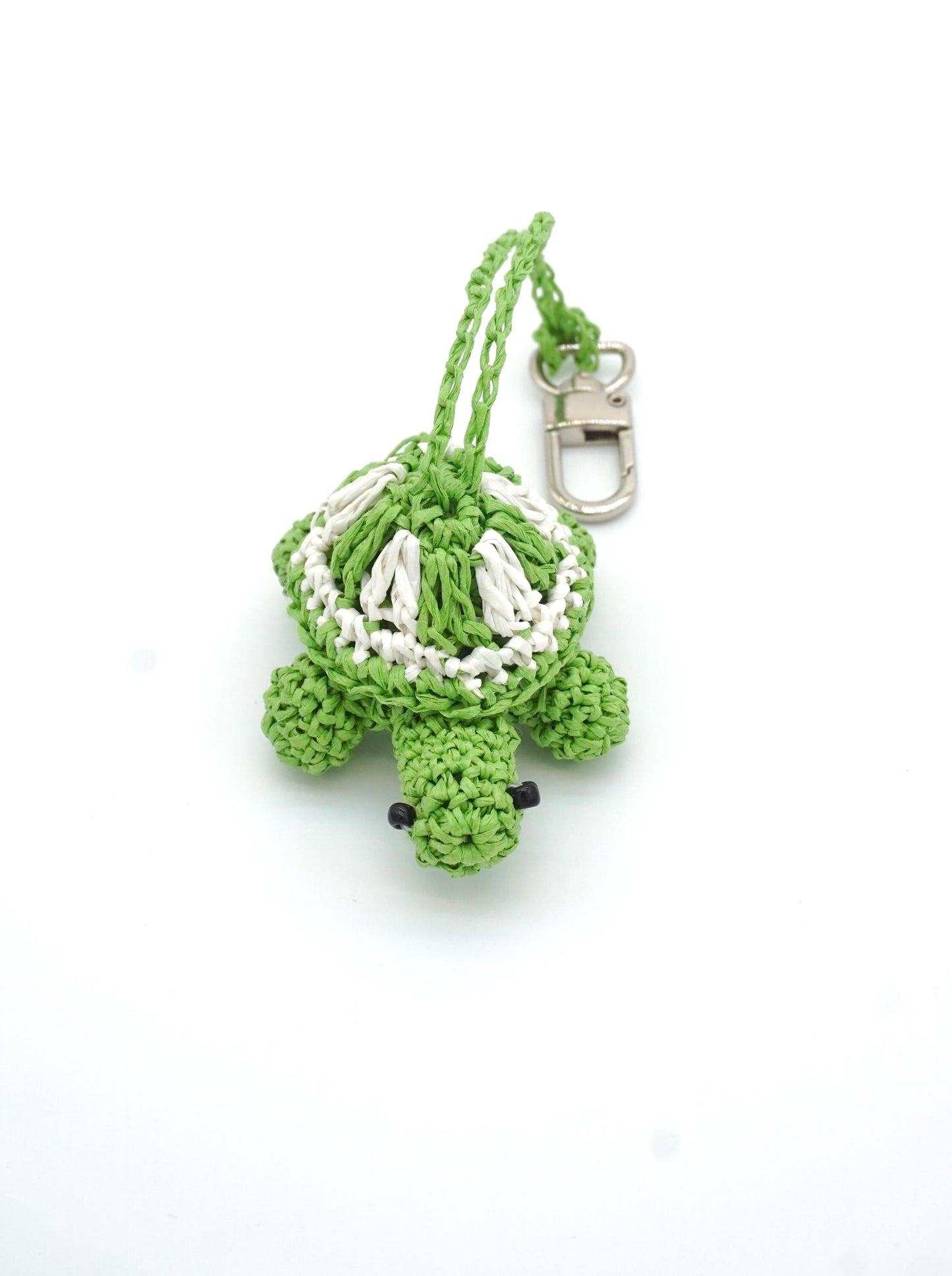 Handwoven Natural Paper Cord Turtle Keychain – Customizable Name Tassel Bag Charm