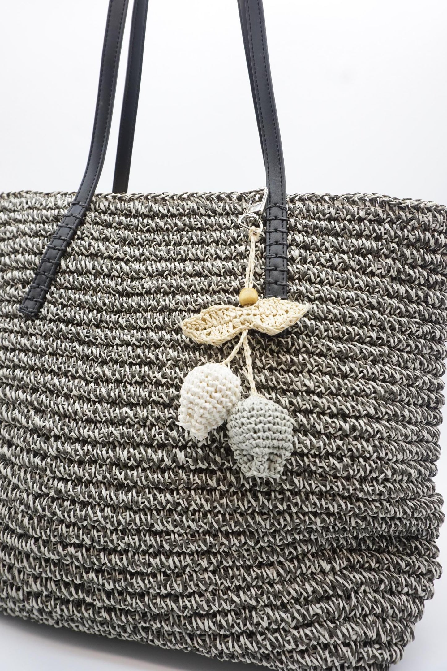 Raffia Lemon Charm – Natural Fruit Bag Accessory, Boho Summer Key Holder