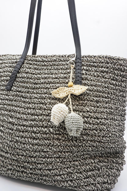 Raffia Lemon Charm – Natural Fruit Bag Accessory, Boho Summer Key Holder