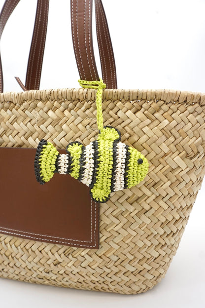 Raffia Striped Fish Ornament – Raffia Woven Bag Pendant, Coastal Decor