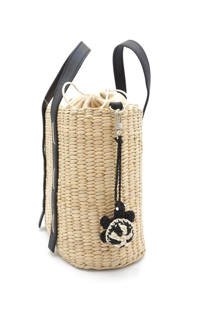 Hand-Crocheted Turtle Bag Charm – Black White Tortoise Keychain, Natural Paper Cord Accessory