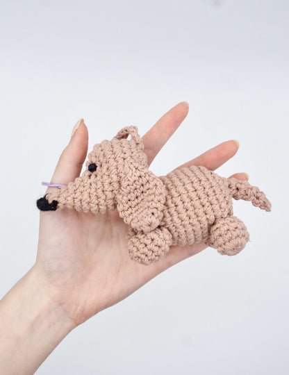 Dachshund Keychain – Sausage Dog Amigurumi Bag Charm – Cotton Yarn Puppy Pendant