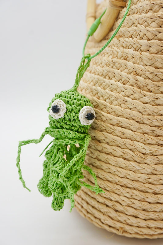 Handmade Raffia Octopus Charm - Mini Crochet Squid Keychain