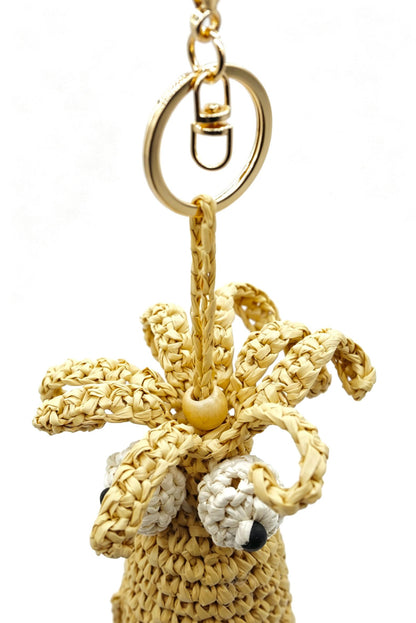 Crochet Raffia  Squid Charm – Crochet Mini Cephalopod Keychain, Coastal Ocean Accessory