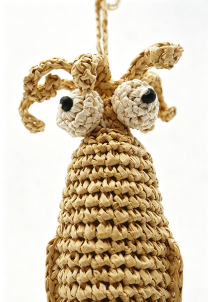 Crochet Raffia  Squid Charm – Crochet Mini Cephalopod Keychain, Coastal Ocean Accessory
