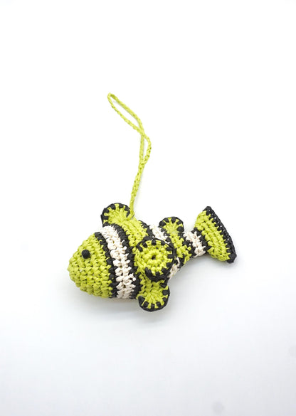 Raffia Striped Fish Ornament – Raffia Woven Bag Pendant, Coastal Decor