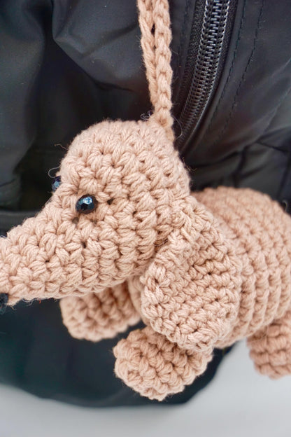 Dachshund Keychain – Sausage Dog Amigurumi Bag Charm – Cotton Yarn Puppy Pendant