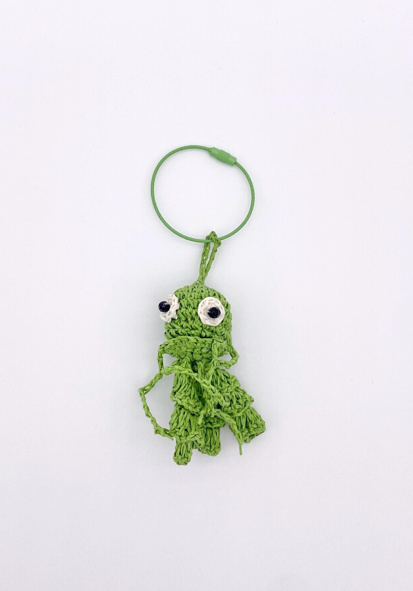 Handmade Raffia Octopus Charm – Mini Crochet Squid Keychain, Boho Bag Accessory