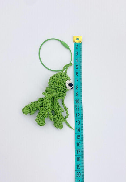 Handmade Raffia Octopus Charm – Mini Crochet Squid Keychain, Boho Bag Accessory