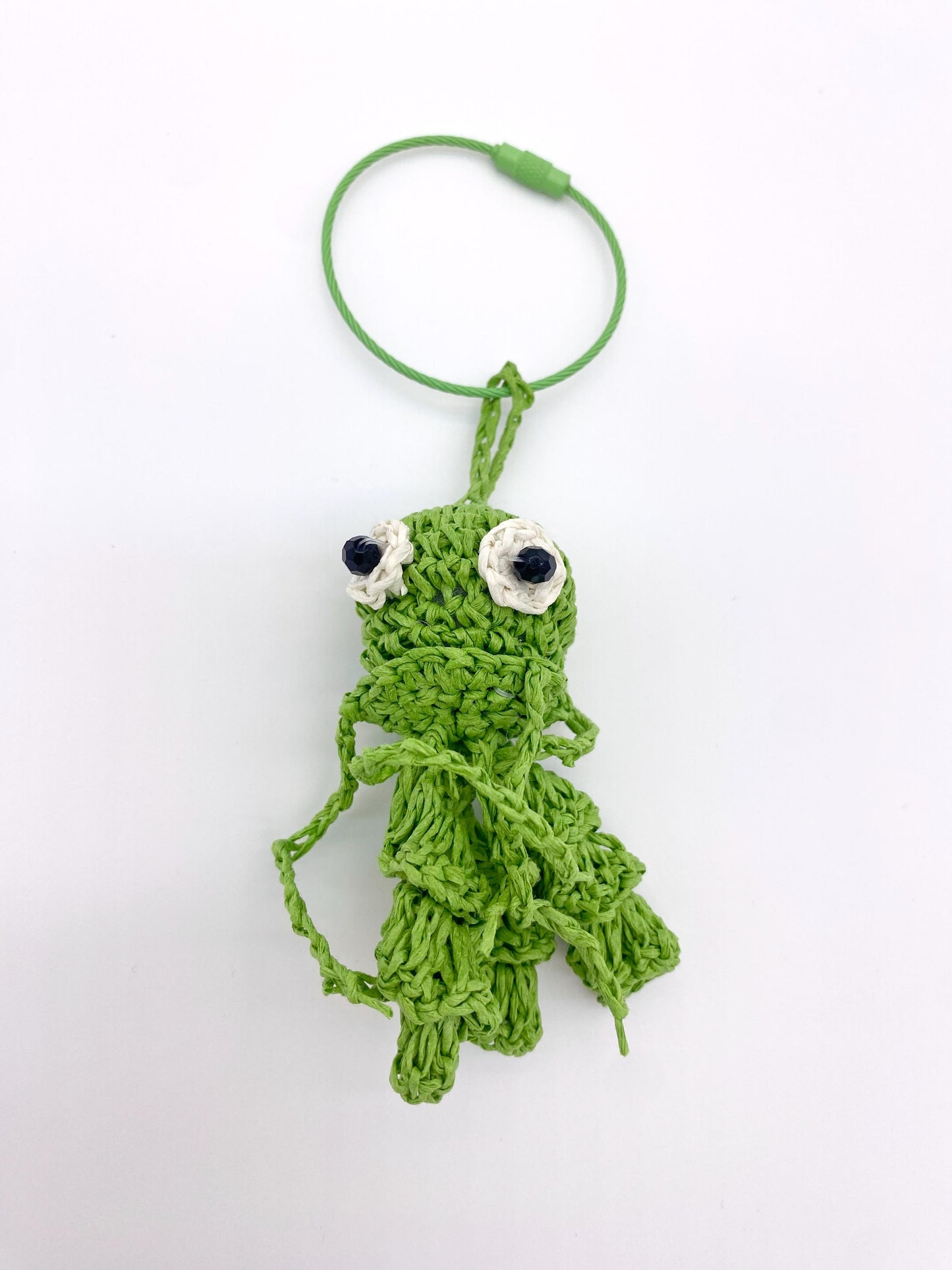 Handmade Raffia Octopus Charm – Mini Crochet Squid Keychain, Boho Bag Accessory