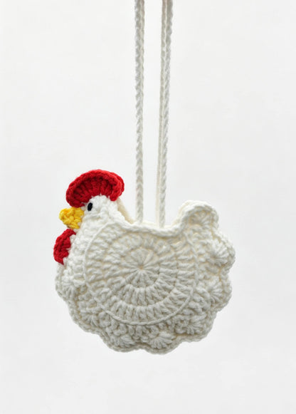 Hen Bag Charm – Eco Cotton Yarn Farm Animal Ornament