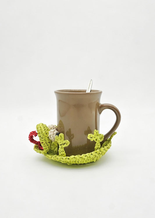 Raffia Frog Coaster Handwoven Animal Drink Mat Boho Table Decor